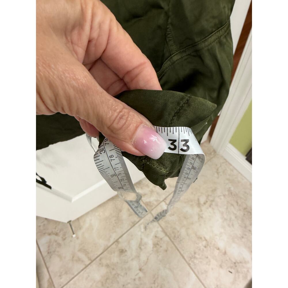 American Eagle silky olive green cargo pant side pocket drawstring ankles S Tall - Picture 5 of 9